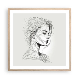 Plakát v rámu světlý dub - Portrét v zamyšlení - 60x60 cm