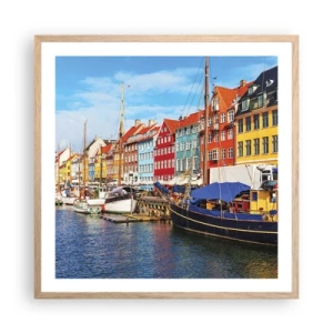 Plakát v rámu světlý dub - Radostné nábřeží - 60x60 cm