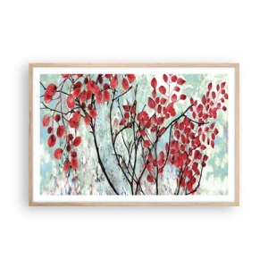 Plakát v rámu světlý dub - Strom v šarlatové - 91x61 cm