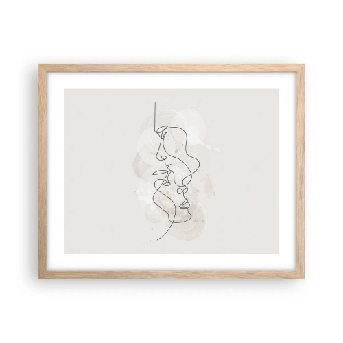 Plakát v rámu světlý dub - Zamotaní v objetí - 50x40 cm