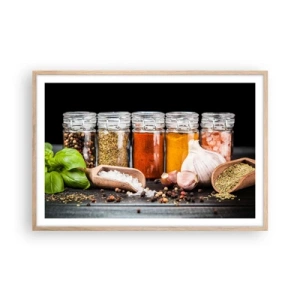 Plakát v rámu světlý dub - Aby měl život chuť - 91x61 cm