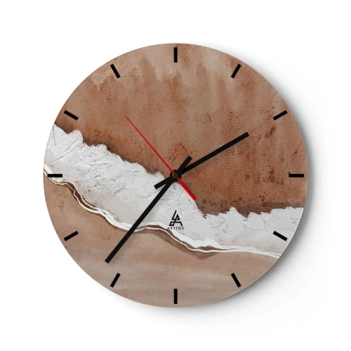 Nástěnné hodiny - Hnědá a bílá textura inspirovaná přírodou - 30x30cm - V zemitých barvách - Moderní nástěnná dekorace do obývacího pokoje, kuchyně a ložnice ARTTOR