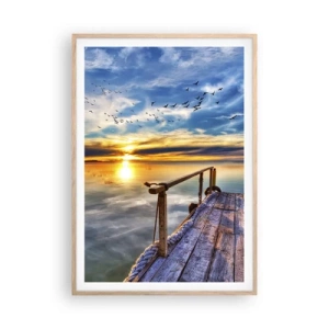 Plakát v rámu světlý dub - Vítr jde odpočívat - 70x100 cm