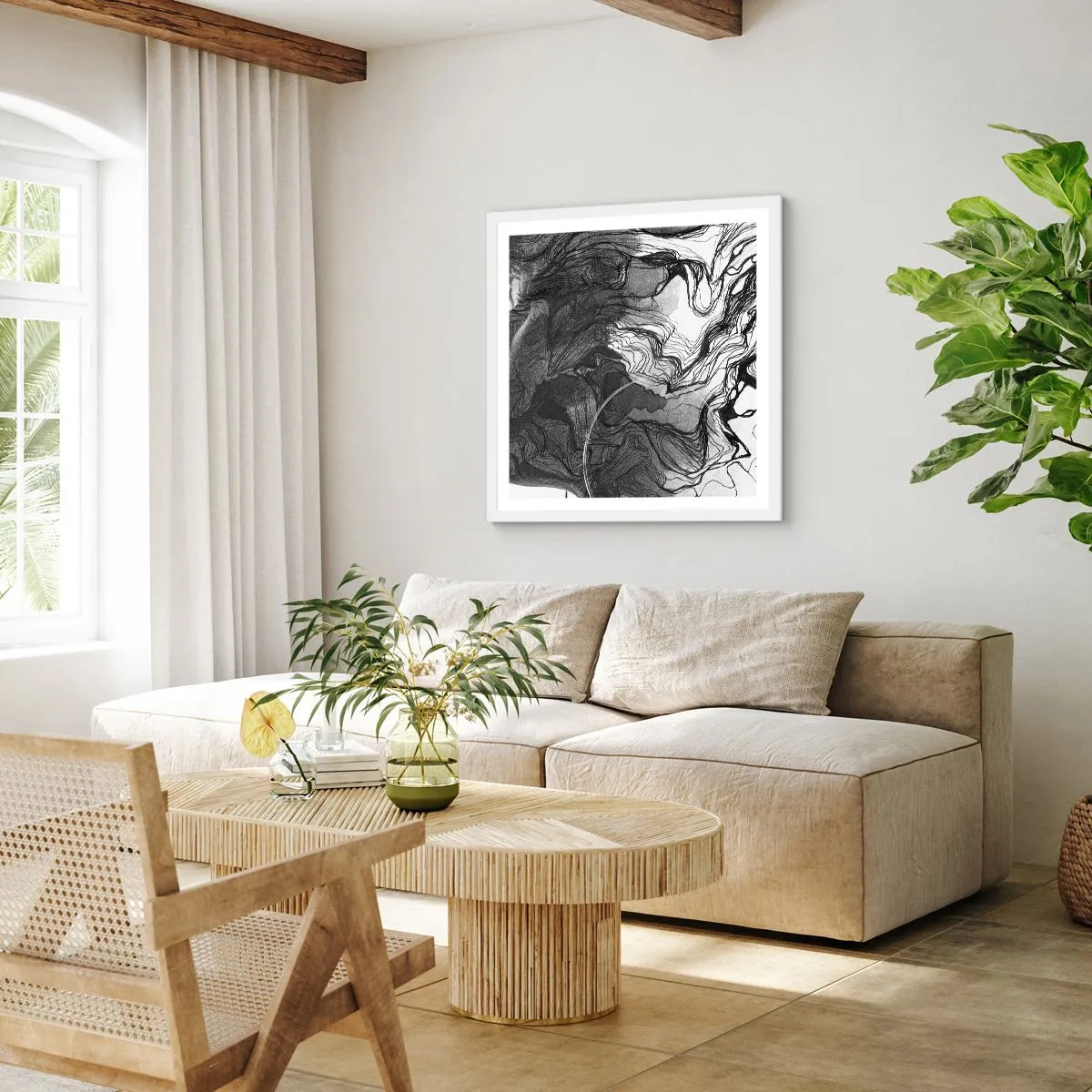 Plakát v bílém rámu - Zapletená ve snech - 30x30 cm