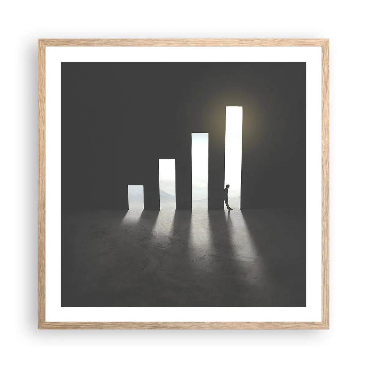 Plakát v rámu světlý dub - Úspěch – imprese - 60x60 cm
