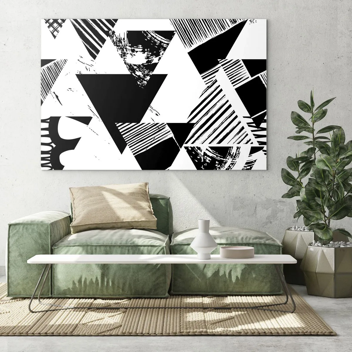 Obraz na skle - Déšť trojúhelníků - 100x70 cm