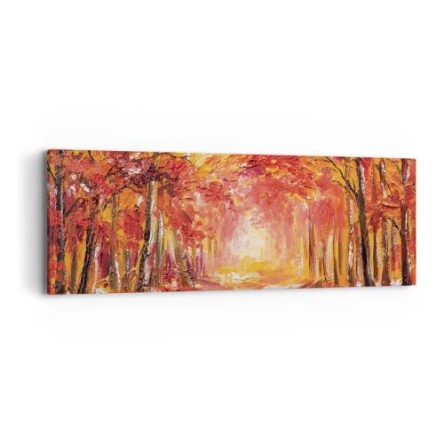 Obraz na plátně - Měděný les - 90x30 cm