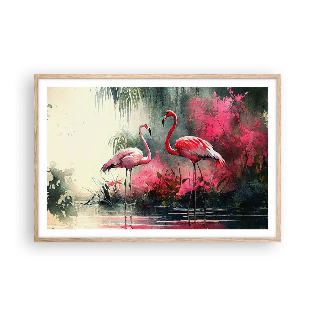 Plakát v rámu světlý dub - Hodiny přírodního kouzla - 91x61 cm