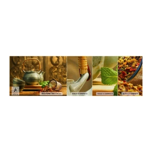 Vzor Fototapety Premium Canvas - Traktát o pití čaje - Gastronomie, Čaj, Sušené bylinky - 100x30 cm