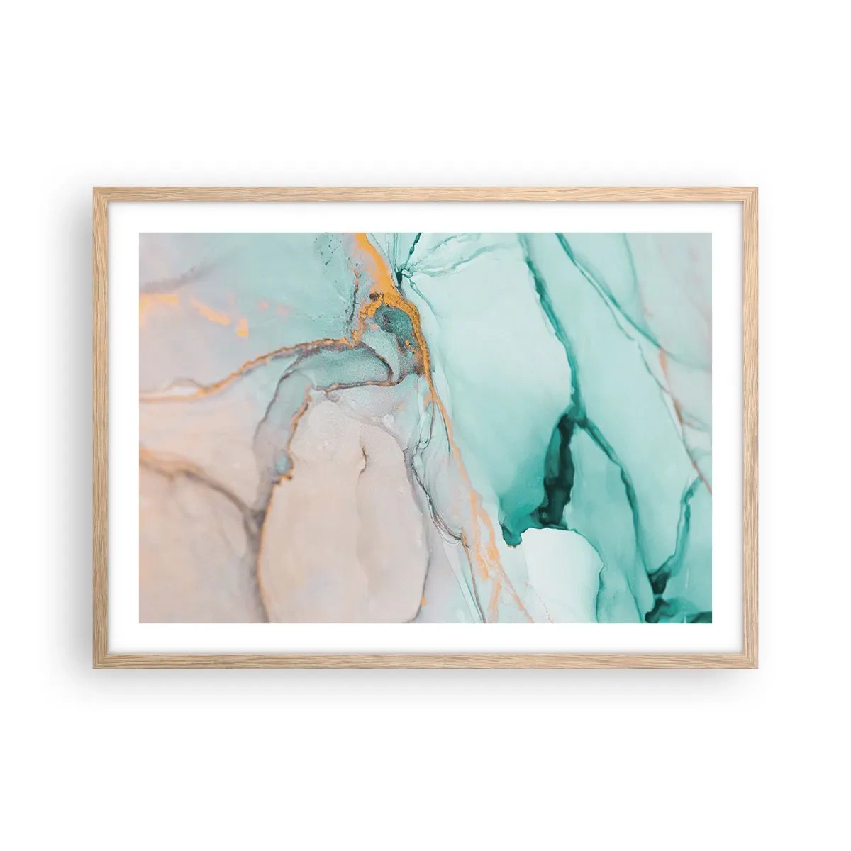 Plakát v rámu světlý dub - Tanec tvarů a barev - 70x50 cm