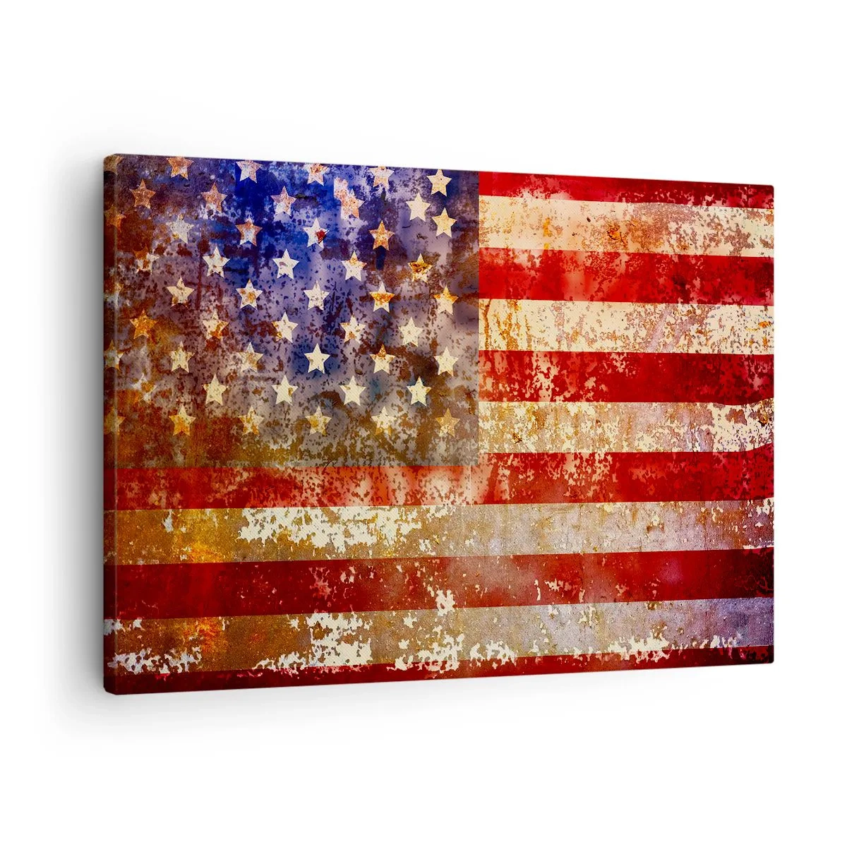 Obraz na plátně - Stylizovaná americká vlajka s efektem stárnutí - 70x50cm - Chvála nepomíjí - Moderní nástěnná dekorace do obývacího pokoje a ložnice ARTTOR