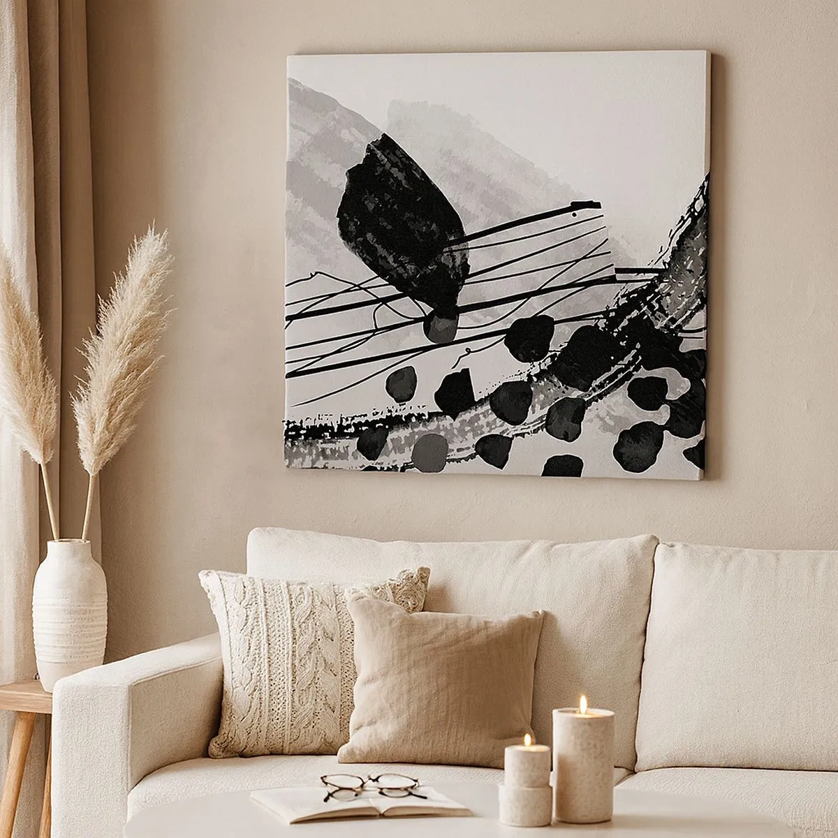 Obraz na plátně - Černobílá organická abstrakce - 30x30 cm