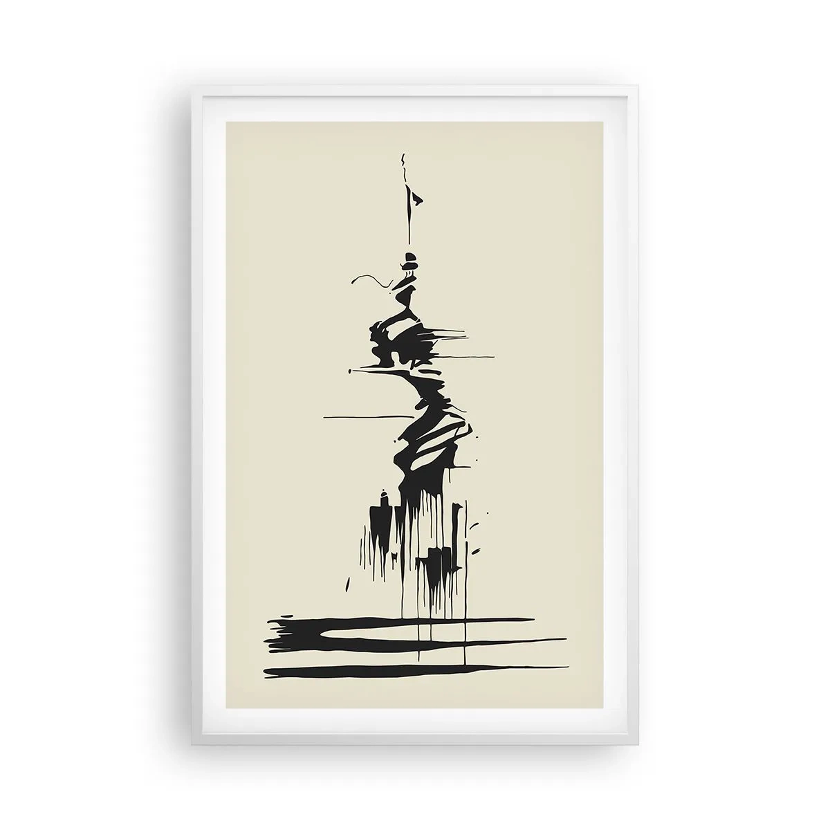 Plakát v bílém rámu - Spěšná abstrakce - 61x91 cm