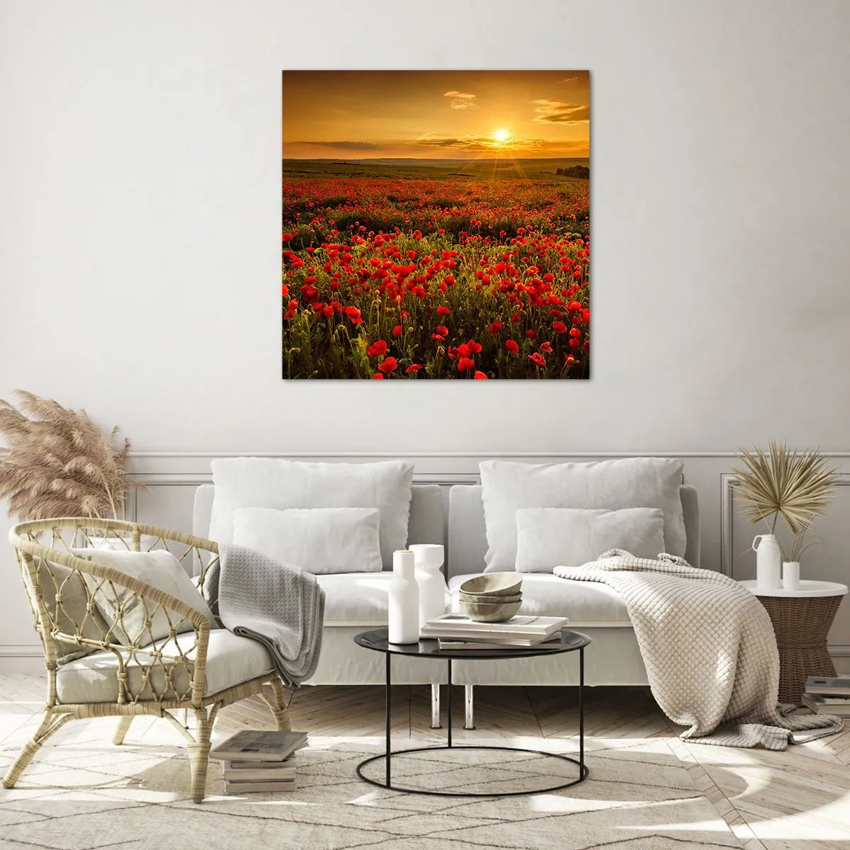 Obraz na skle - Mezi vlnami šumících luk, mezi záplavou květů - 30x30 cm