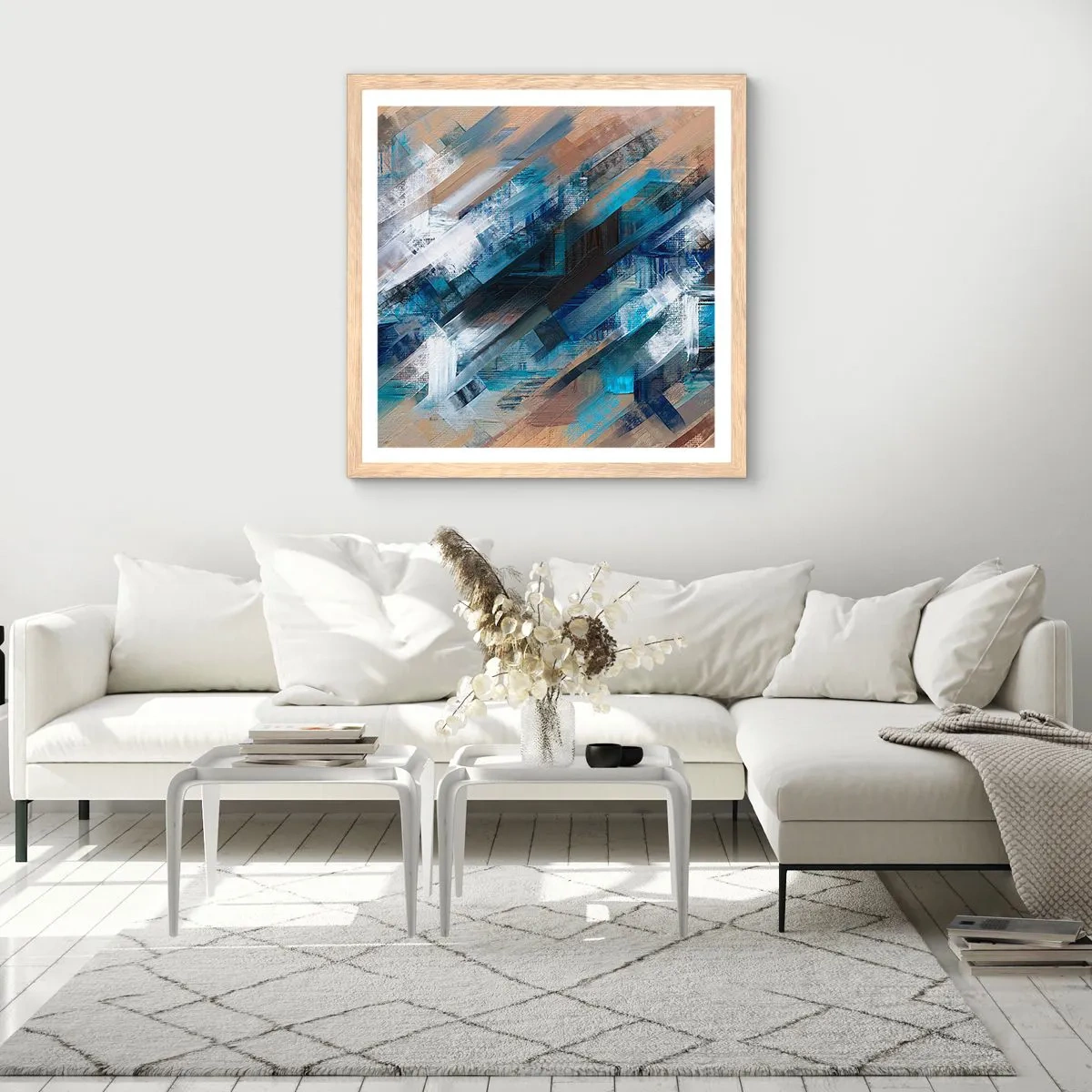 Plakát v rámu světlý dub - Na modrém úkosu - 60x60 cm