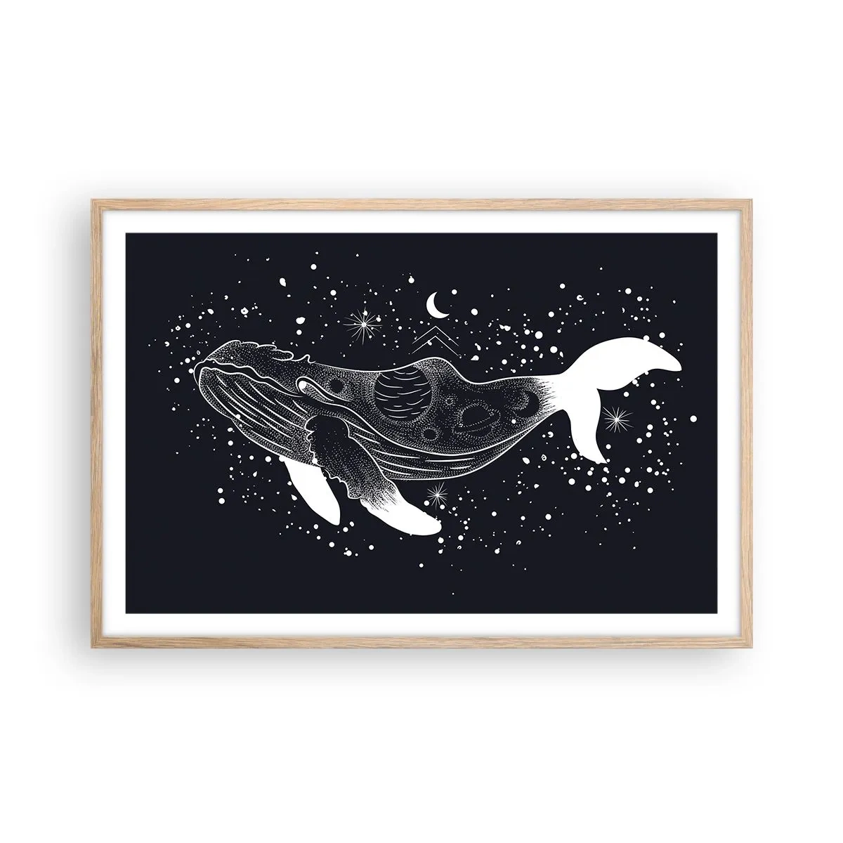 Plakát v rámu světlý dub - V oceánu vesmíru - 91x61 cm