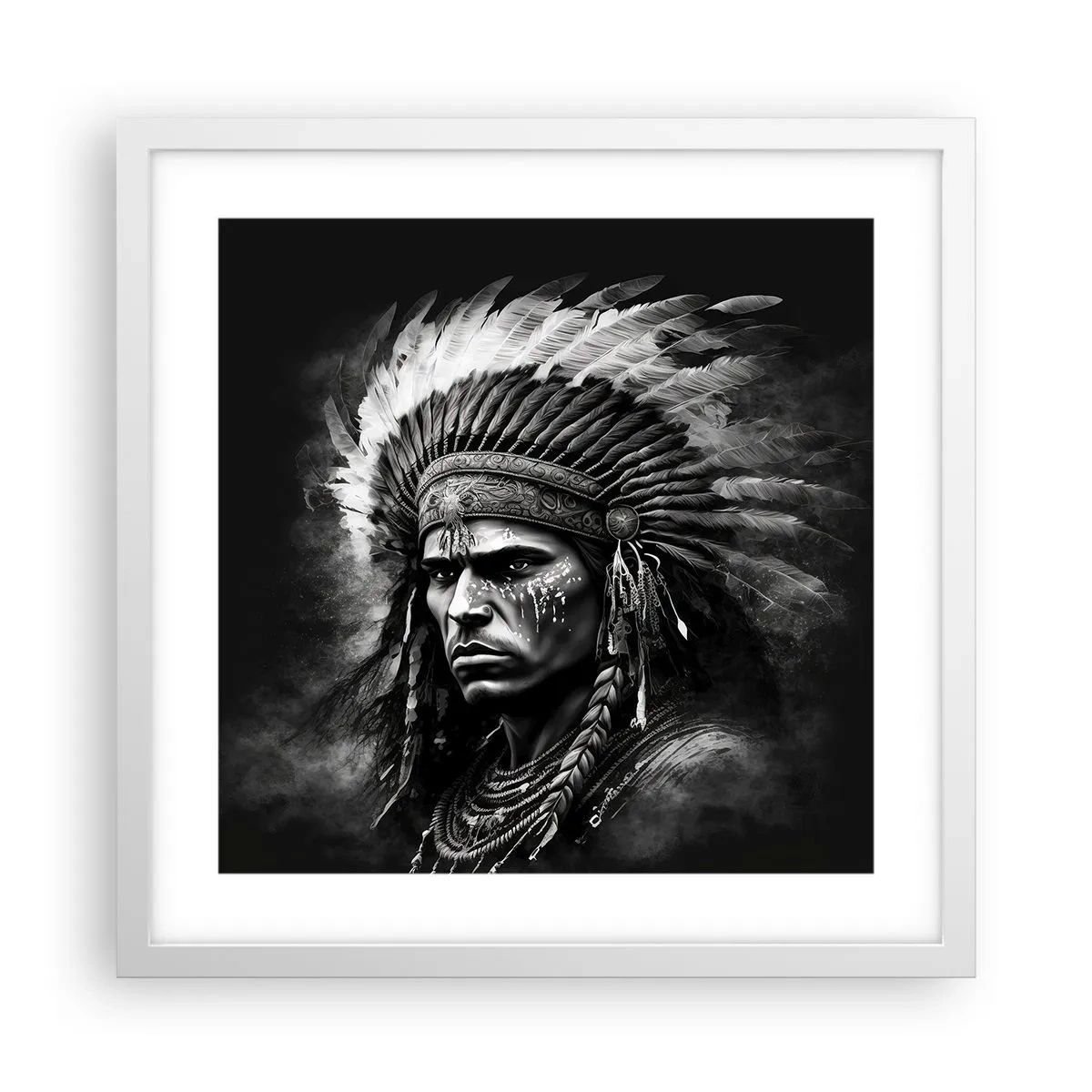 Plakát v bílém rámu - Vůdce a bojovník - 40x40 cm