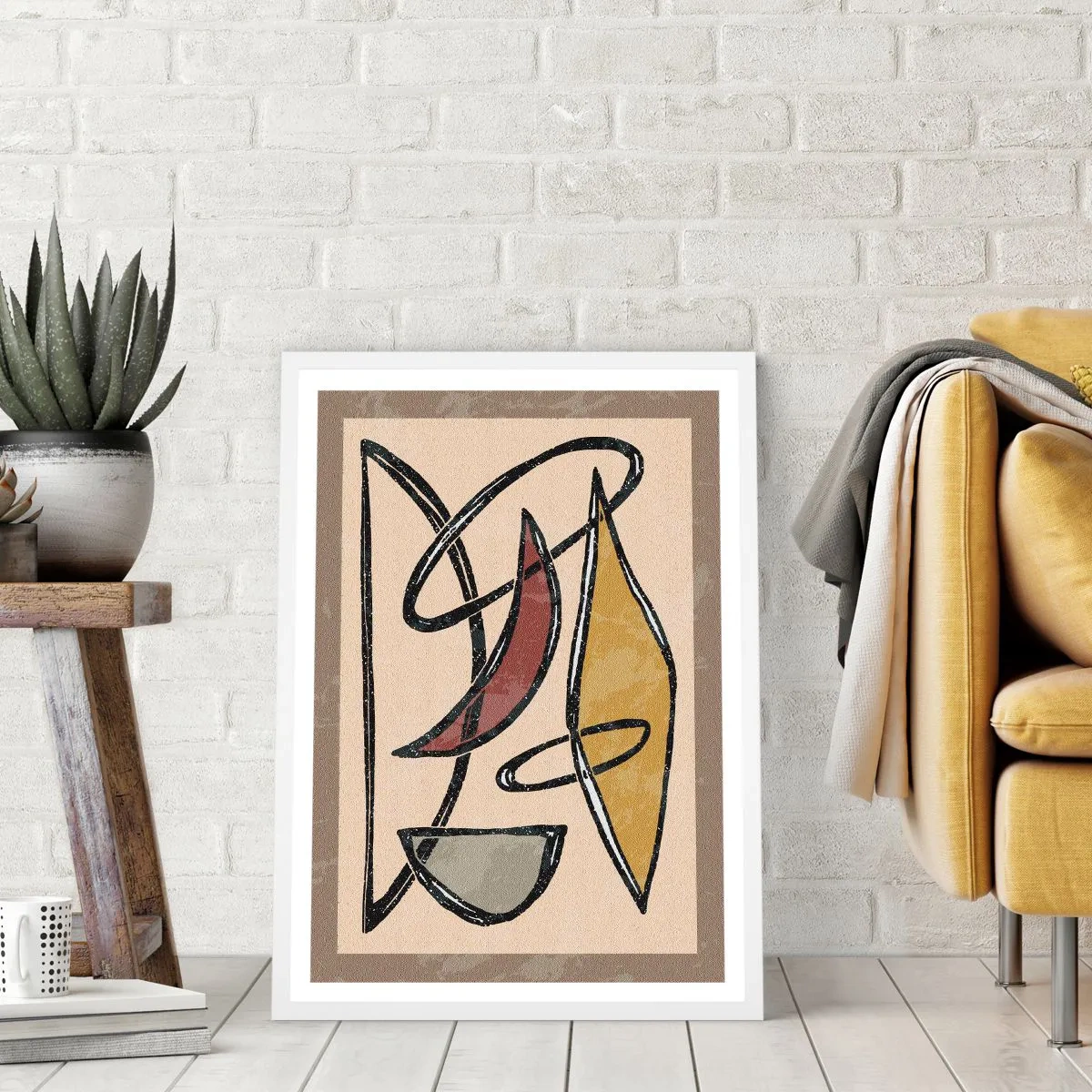 Plakát v bílém rámu - Kompozice – oblouky a ovály - 70x100 cm