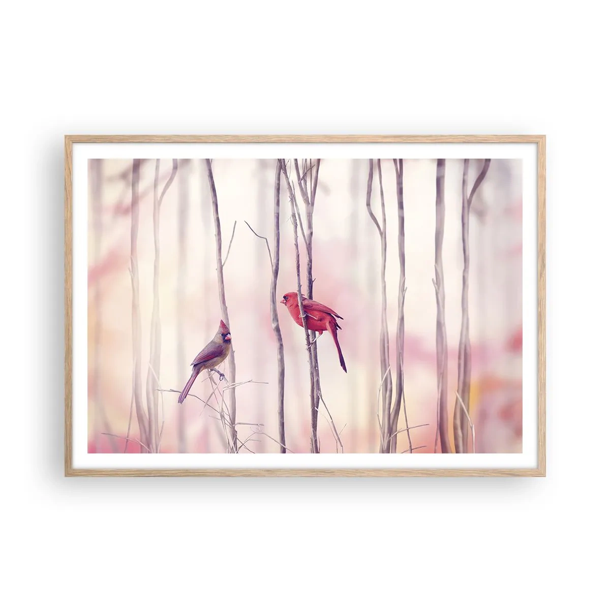 Plakát v rámu světlý dub - Příběh růžového lesa - 100x70 cm