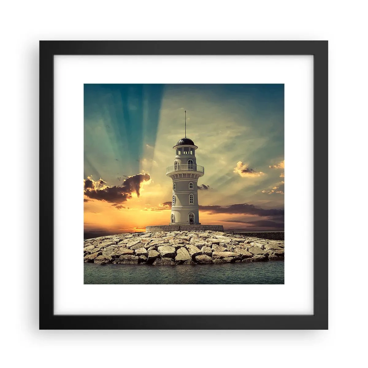 Plakát v černém rámu - Světlo - Dobro - Krása - 30x30 cm