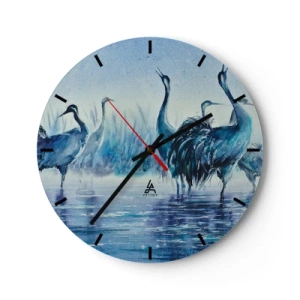Nástěnné hodiny - Akvarelová malba brodivých ptáků - 30x30cm - Ranní setkání - Moderní nástěnná dekorace do obývacího pokoje, kuchyně a ložnice ARTTOR