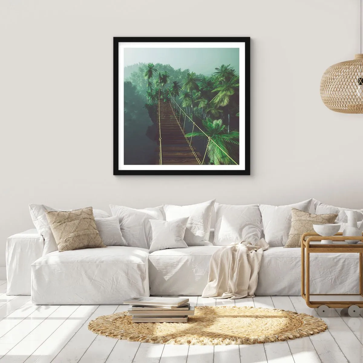 Plakát v černém rámu - U vodopádu zeleně - 40x40 cm