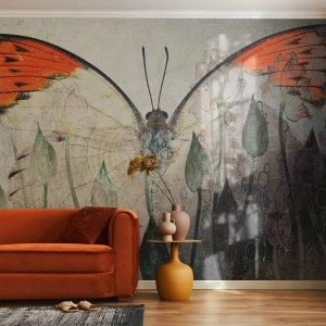 Fototapeta Premium Canvas - „Kde se motýl houpá na trávě“ - Abstrakce, Motýl, Příroda - 300x210 cm