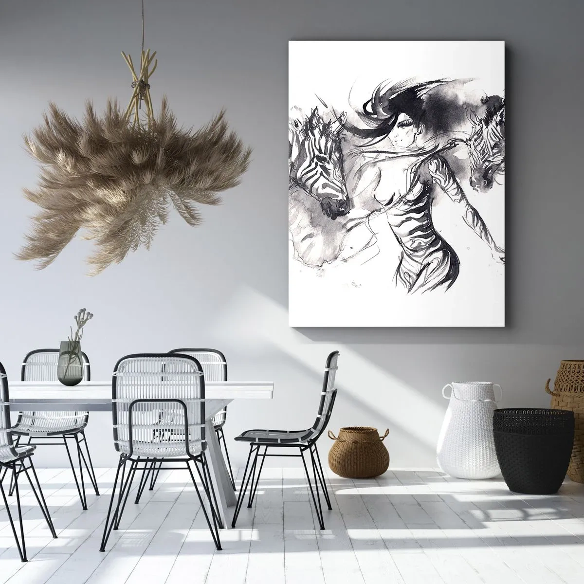 Obraz na plátně - Tančící se zebrami - 50x70 cm