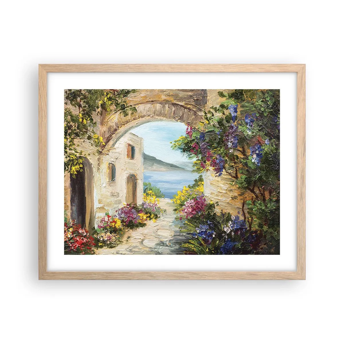 Plakát v rámu světlý dub - Půvab pobřežní krajiny - 50x40 cm