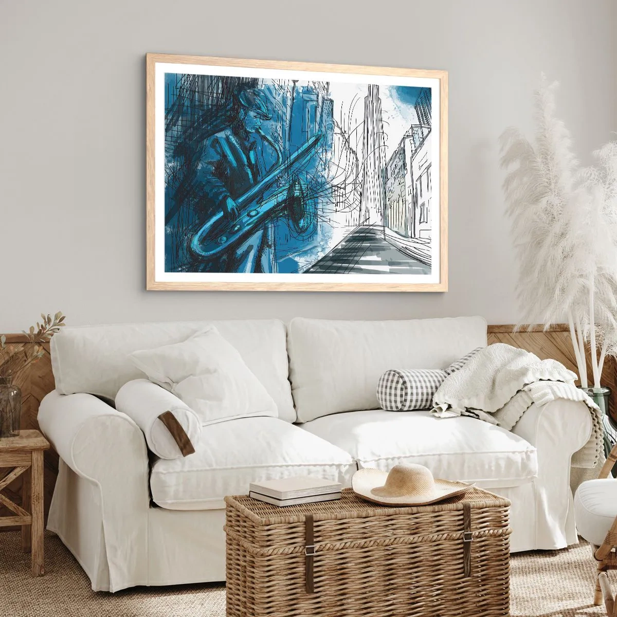 Plakát v rámu světlý dub - Městská rapsodie - 70x50 cm