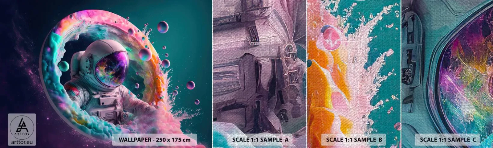 Vzor Fototapety Premium Canvas - Hvězdná brána - Astronaut, Galaxie, Futuristický - 100x30 cm