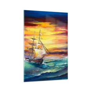 Obraz na skle - Statečně proti vlnám - 70x100 cm