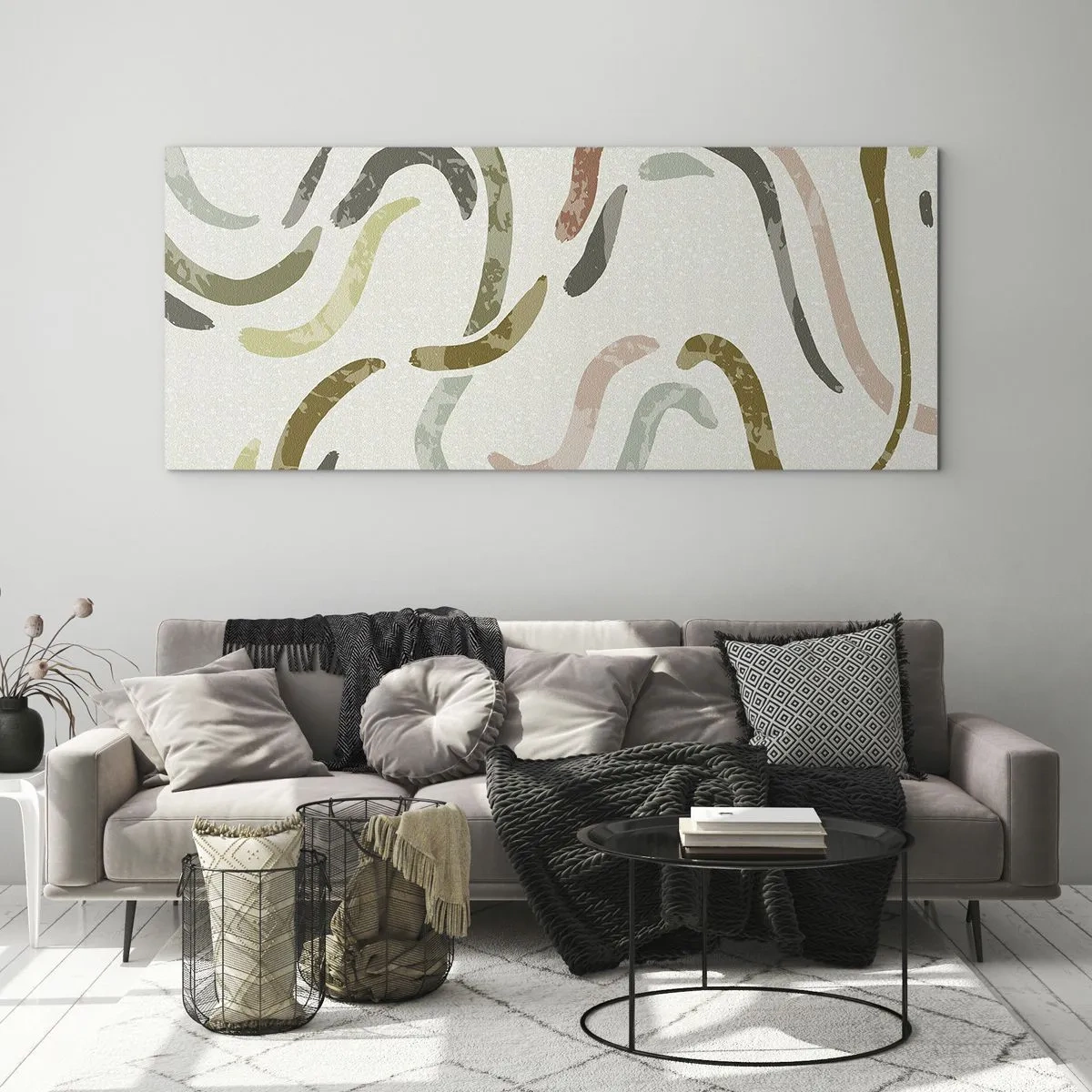 Obraz na skle - Radostný tanec abstrakce - 140x50 cm