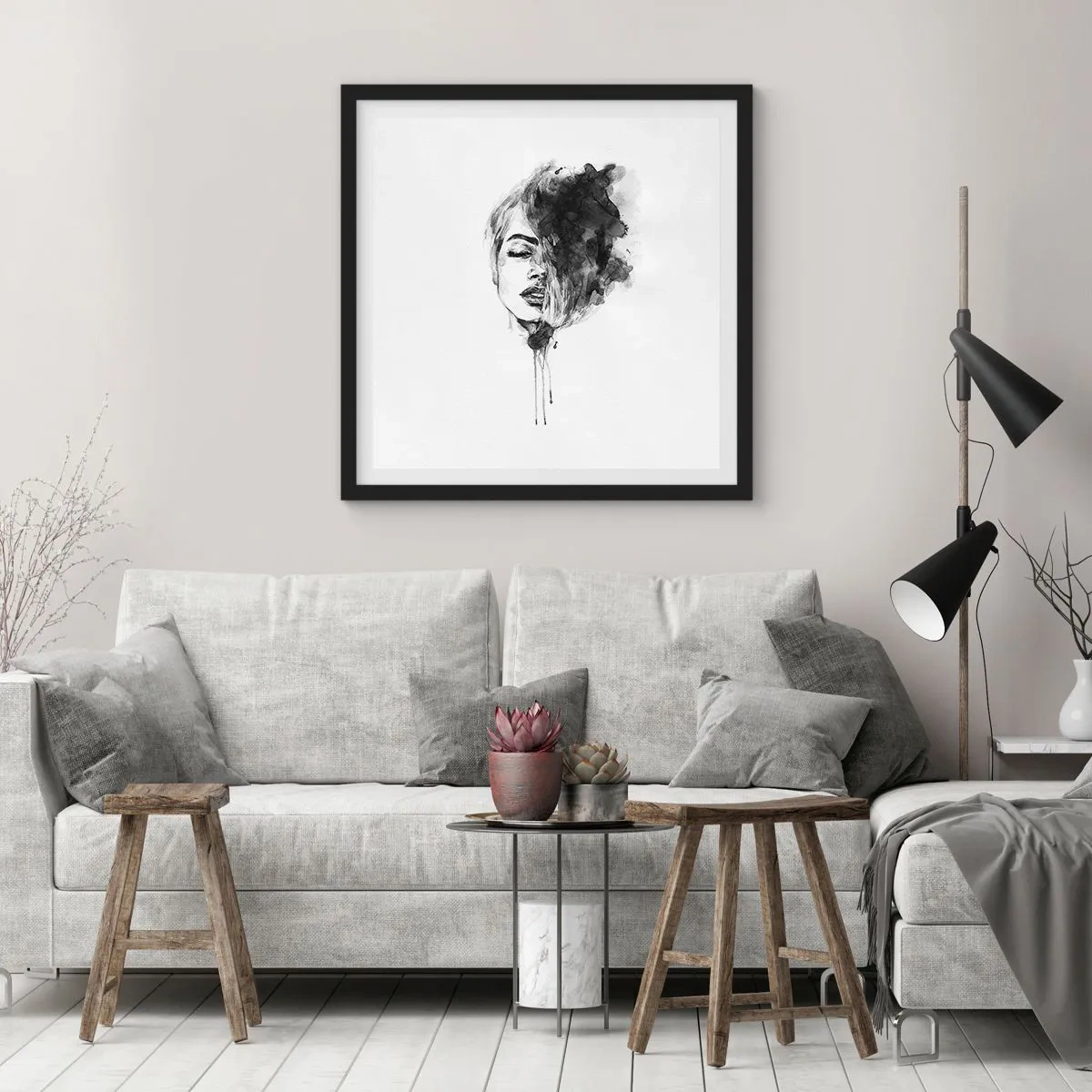 Plakát v černém rámu - O čem sní dívka - 60x60 cm