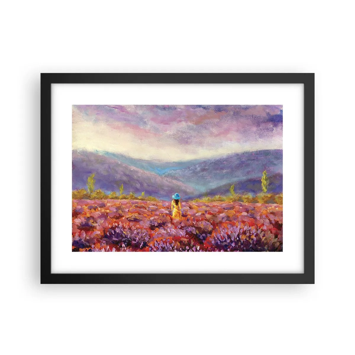 Plakát v černém rámu - V levandulovém světě - 40x30 cm