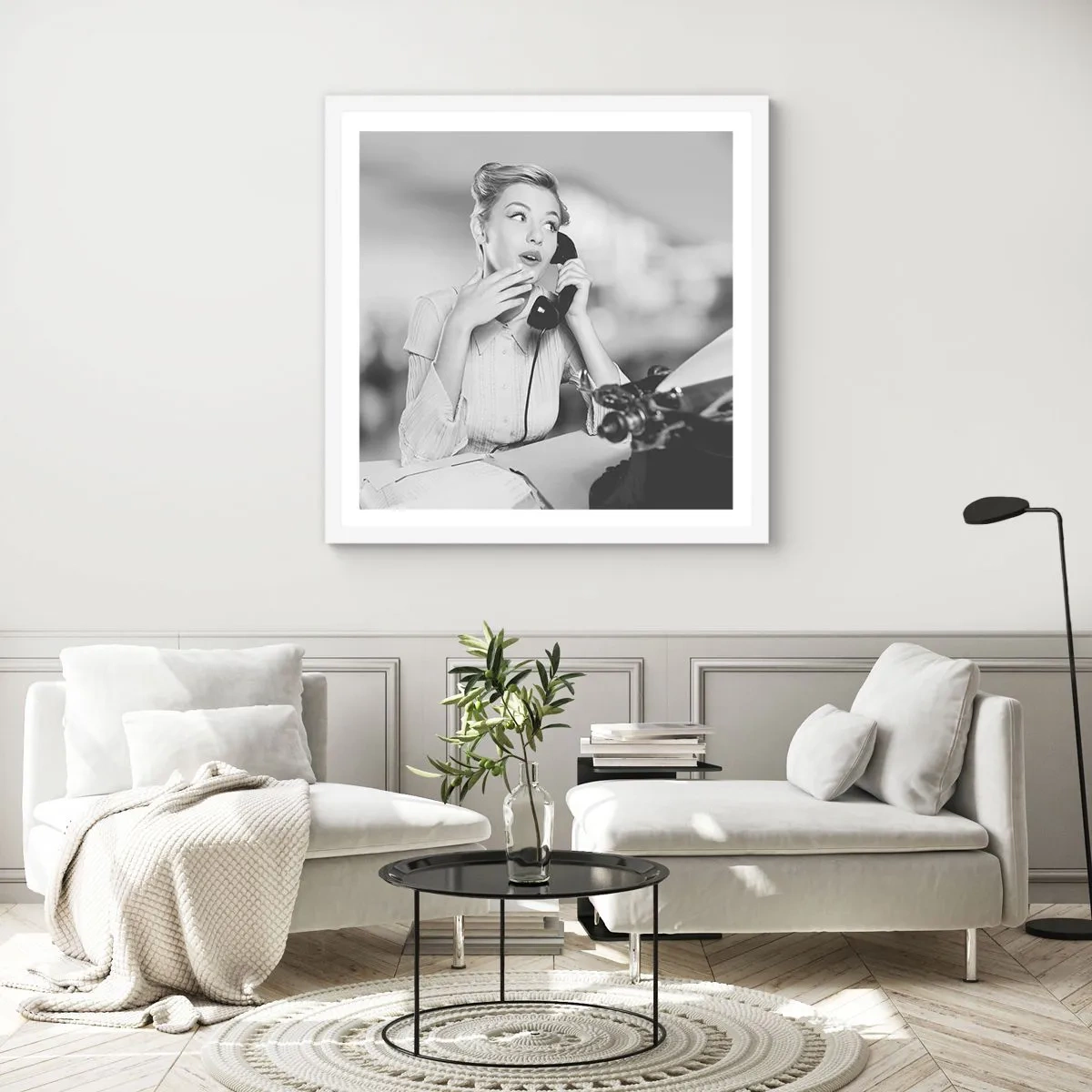 Plakát v bílém rámu - Halo, tady jsou 50. léta. - 50x50 cm