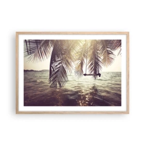 Plakát v rámu světlý dub - Houpat se libovolně v oblacích - 70x50 cm