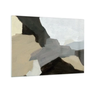 Obraz na skle - Moderní abstraktní kompozice v odstínech šedé - 70x50cm - Abstrakce: křižovatka šedi - Moderní nástěnná dekorace do obývacího pokoje a ložnice ARTTOR