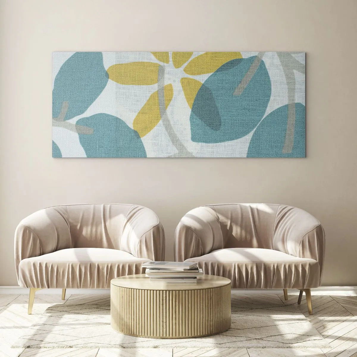 Obraz na skle - Mezi azurovými listy - 100x40 cm