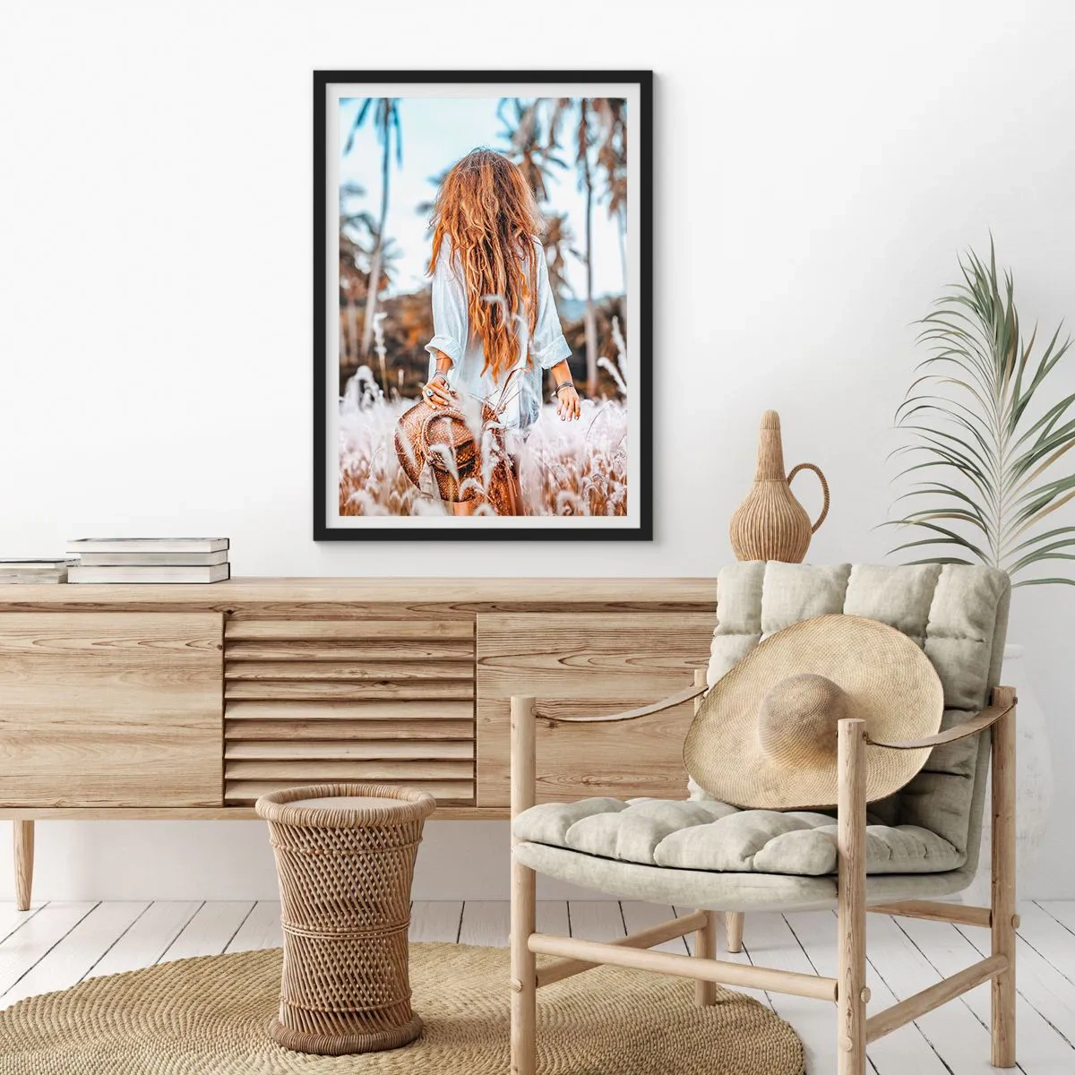 Plakát v černém rámu - Zrozená z travní chmýří - 70x100 cm