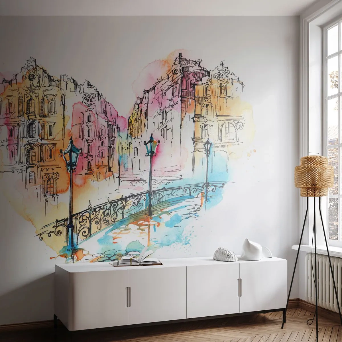 Fototapeta Samolepicí Deluxe Sticker - Srdce města - Město, Architektura, Most - 250x175 cm