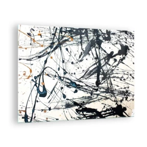 Obraz na skle - Abstraktní skvrny a čáry na světlém pozadí - 70x50cm - Se smyslem nebo bez smyslu? - Moderní nástěnná dekorace do obývacího pokoje a ložnice ARTTOR