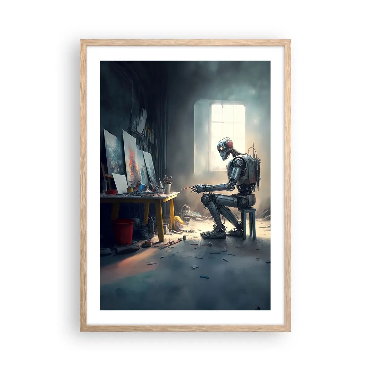 Plakát v rámu světlý dub - Akt stvoření - 50x70 cm