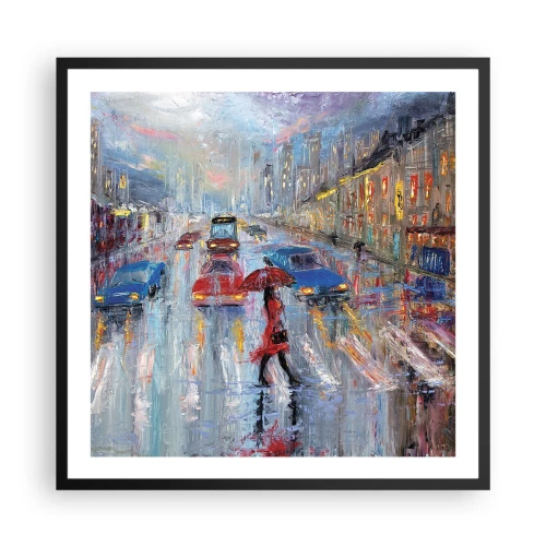 Plakát v černém rámu - Deštivé odpoledne ve městě - 60x60 cm