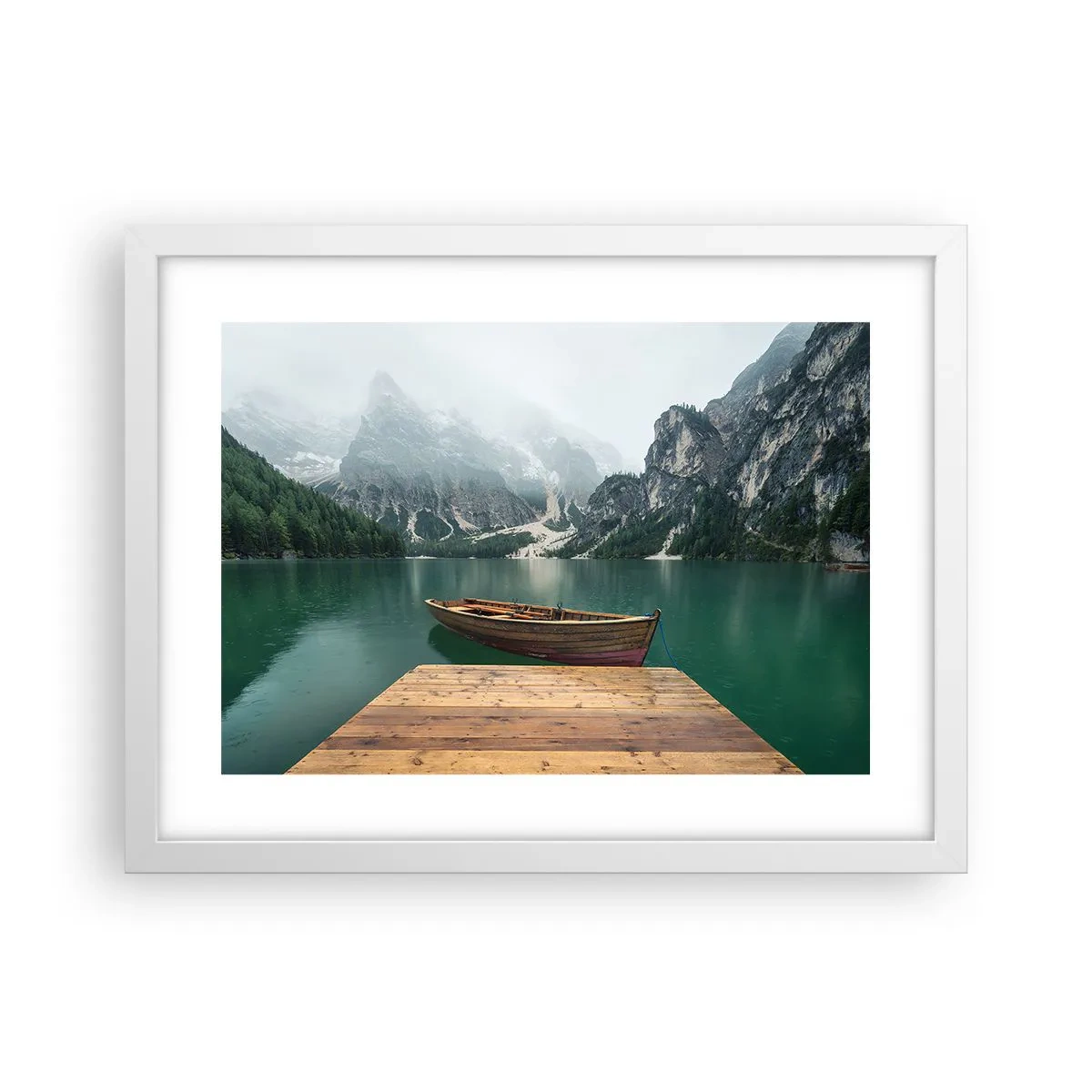 Plakát v bílém rámu - „Hrdé skály vepředu“ - 40x30 cm