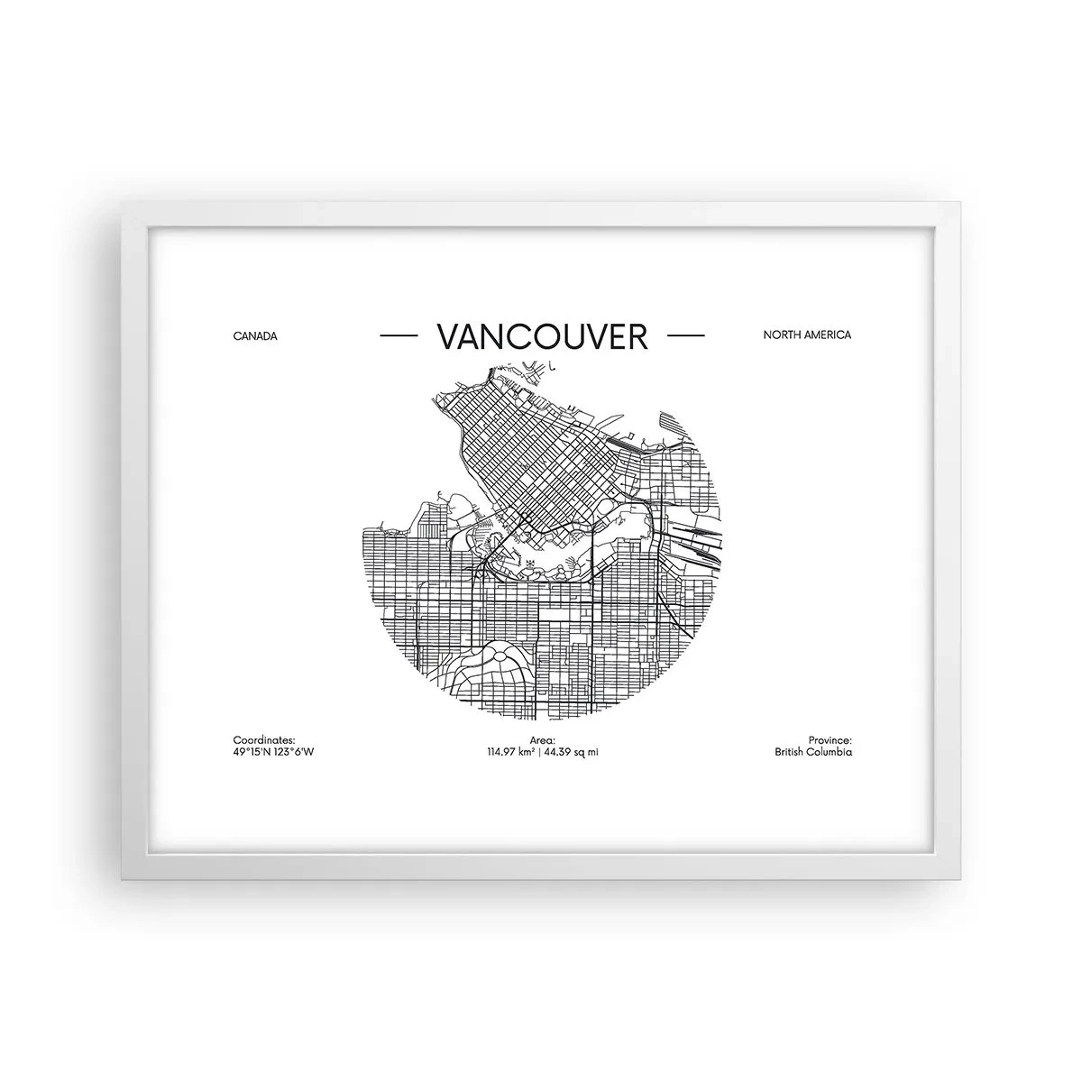Plakát v bílém rámu - Anatomie Vancouveru - 50x40 cm