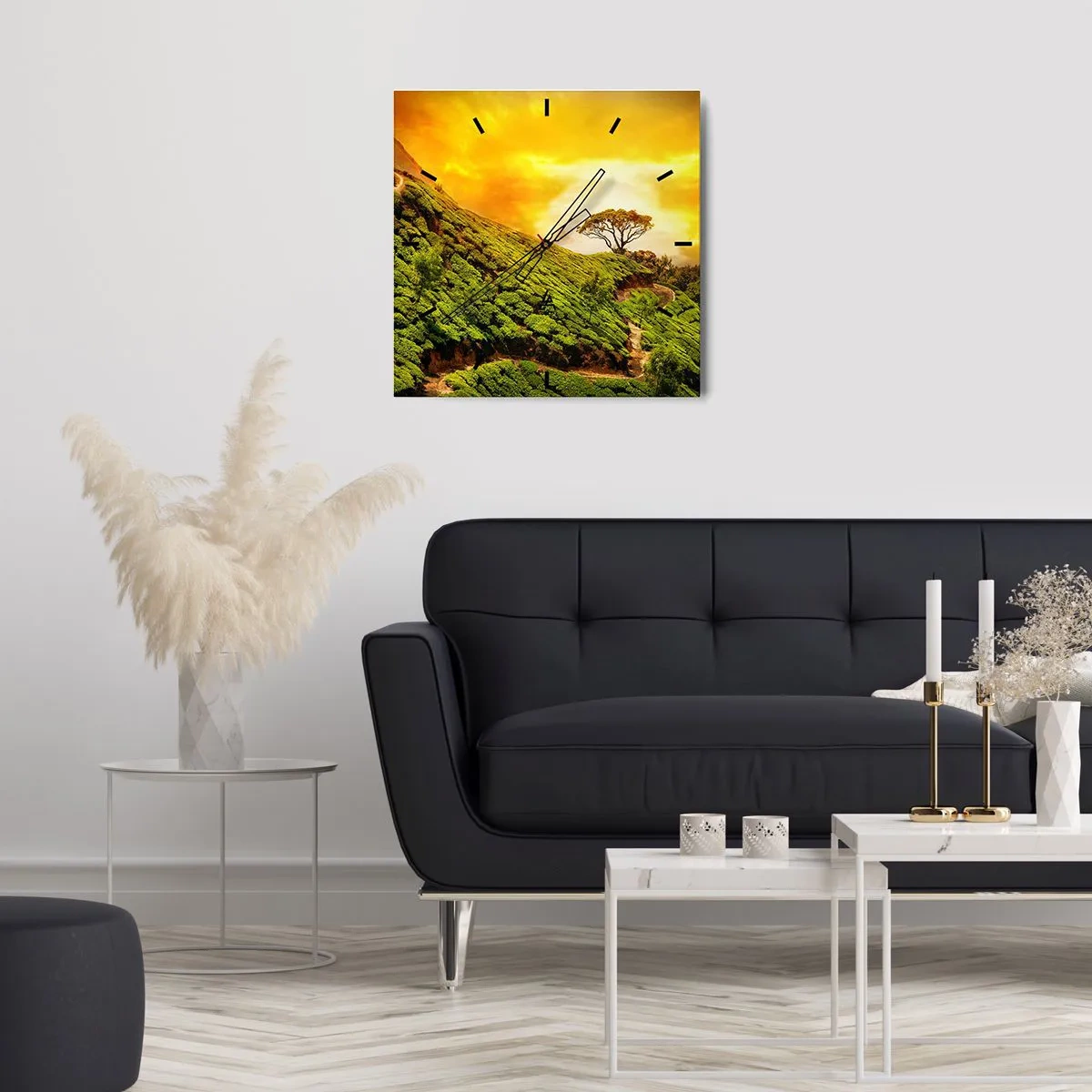 Nástěnné hodiny - Klikatou stezkou, zeleným úbočím - 30x30 cm