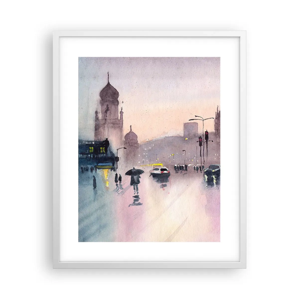 Plakát v bílém rámu - V deštivém oparu - 40x50 cm