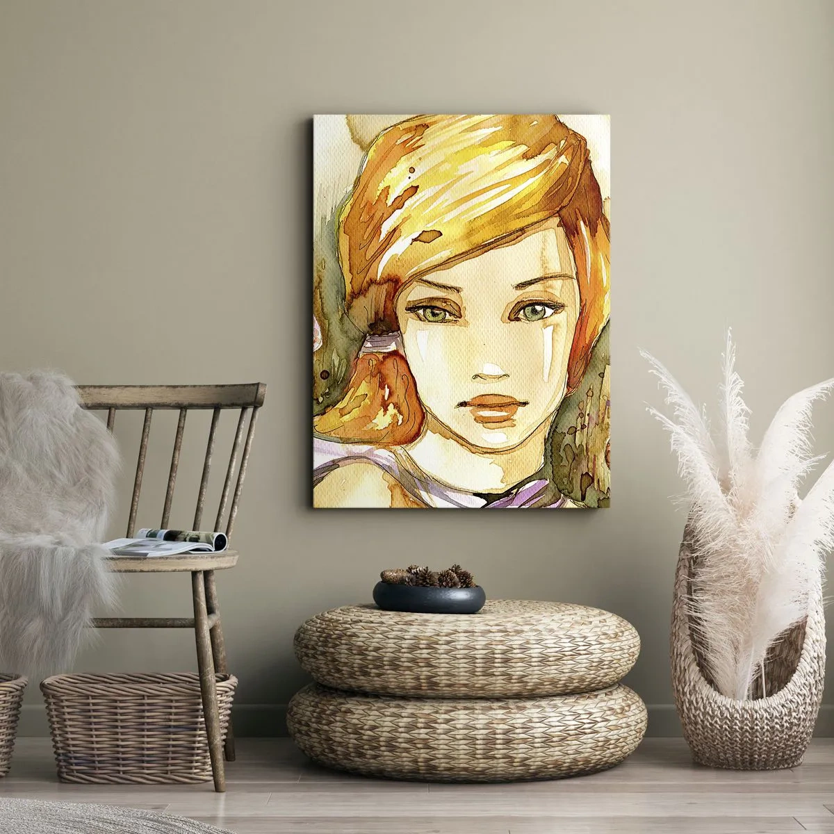 Obraz na plátně - Smaragdový pohled, který zahání hněv - 55x100 cm