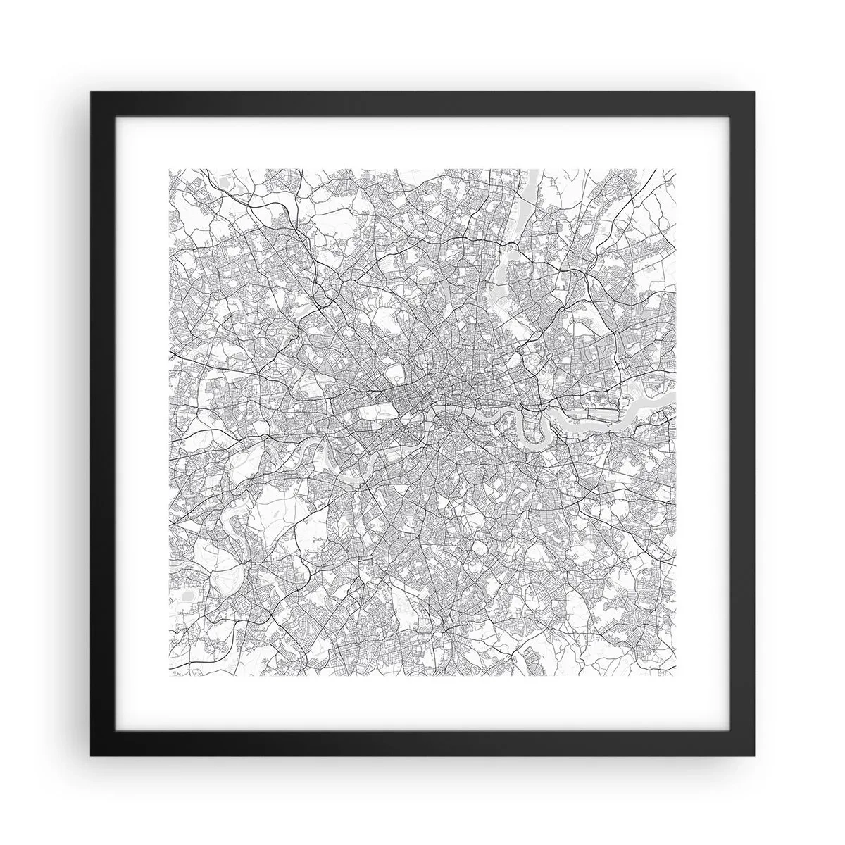 Plakát v černém rámu - Mapa londýnského labyrintu - 40x40 cm